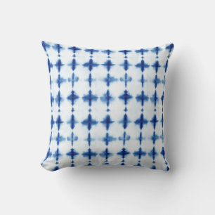 Indigo Blue Tie Dye Abstract Shibori Pattern Cushion