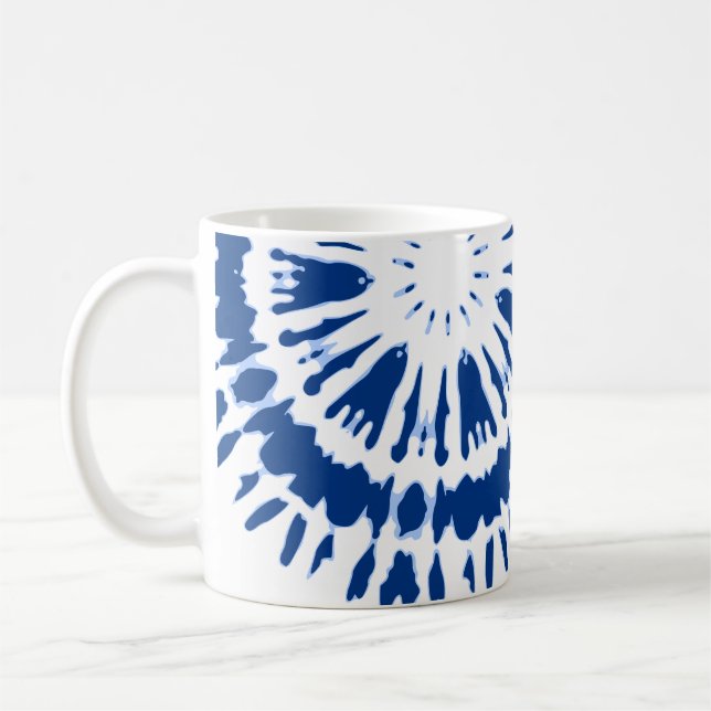 Indigo Blue Tie Dye Coffee Mug (Left)