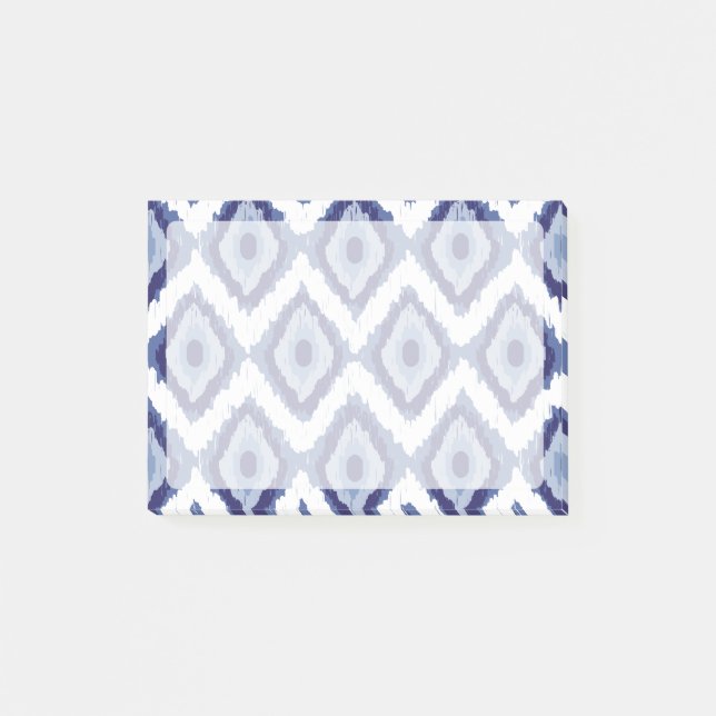 Indigo Blue Tribal Ikat Diamond White Chevron Post-it Notes (Front)