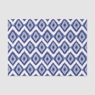 Indigo Blue Tribal Ikat Diamond White Chevron Tissue Paper