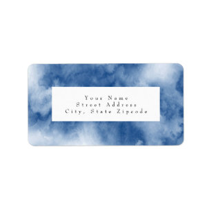 Indigo Blue Watercolor Abstract Label