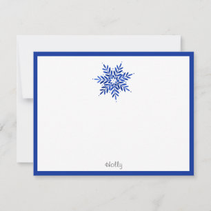 Indigo Blue Watercolor Abstract Snowflake Card