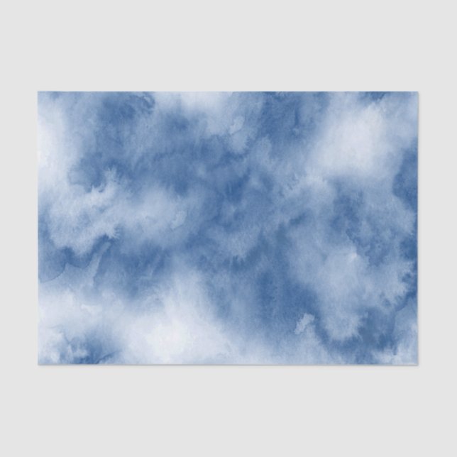 Indigo Blue Watercolor Abstract Tissue Paper (Front)