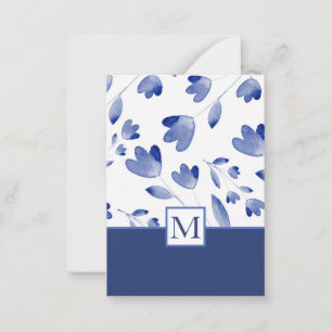 Indigo Blue Watercolor Flower Stems Card