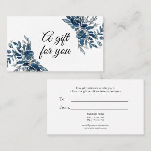 Indigo blue watercolor gift card