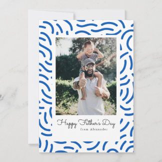 Indigo Blue Watercolor Photo Happy Father's Day Holiday Card