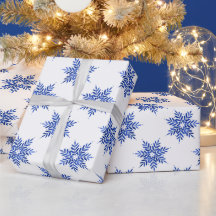 Indigo Blue Watercolor Snowflake Pattern