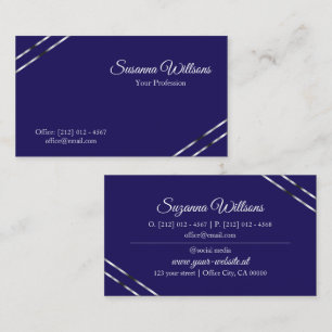 Indigo Blue with Silver Lines Classy and Elegant Business Card
