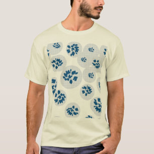 Indigo Botanical Bubbles Pattern T-Shirt
