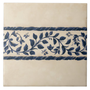 Indigo Botanical Cottage Border Tile