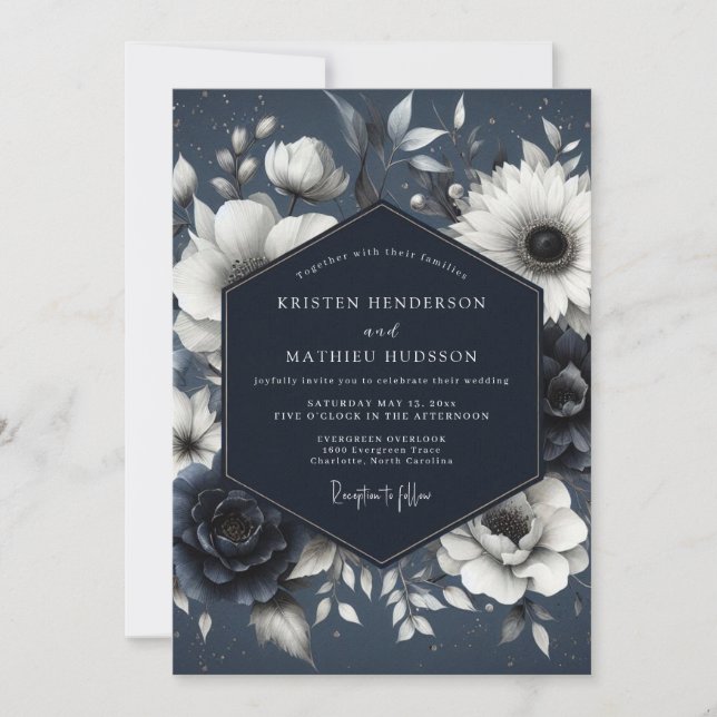 Indigo Botanical Enchantment Wedding Invitation (Front)
