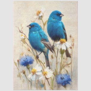 Indigo Bunting Bluebird Wildflower Tissue Paper