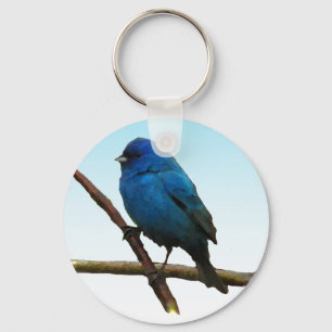 Indigo Bunting Key Ring