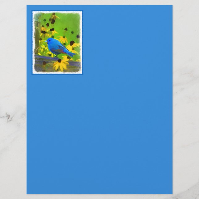 Indigo Bunting Painting - Original Bird Art (Front)