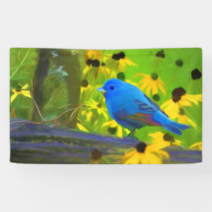 Indigo Bunting Painting - Original Bird Art Banner