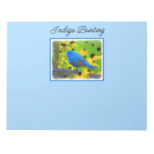 Indigo Bunting Painting - Original Bird Art Notepad