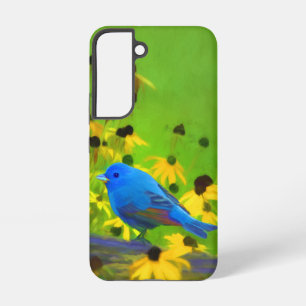 Indigo Bunting Painting - Original Bird Art Samsung Galaxy Case