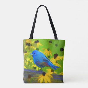 Indigo Bunting Painting - Original Bird Art Tote Bag