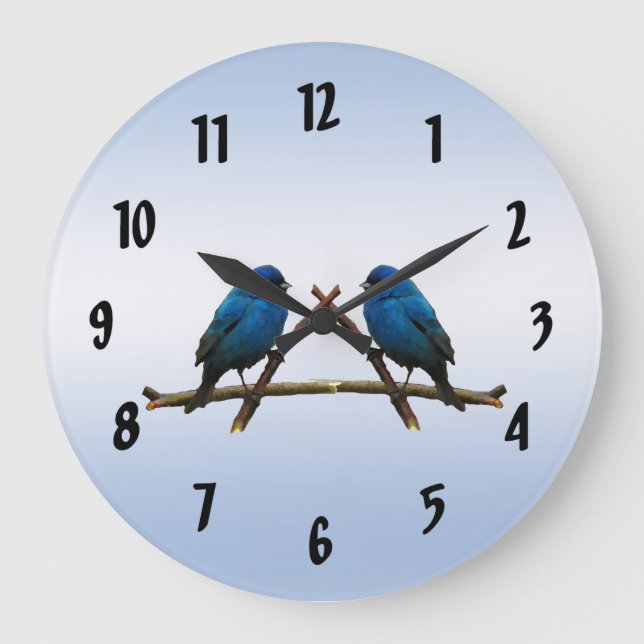 Indigo Buntings Large Clock (Front)