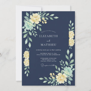 Indigo Butter Foliage Eucalyptus Wedding Invitation