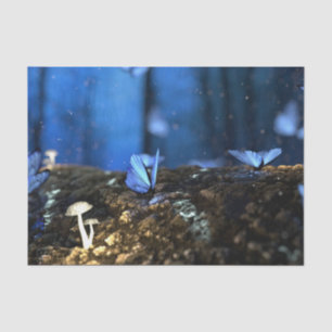 Indigo Butterfly and Mushroom Forest Tissue Paper