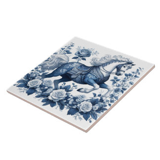 Indigo Charger: Blossoms in Motion Tile