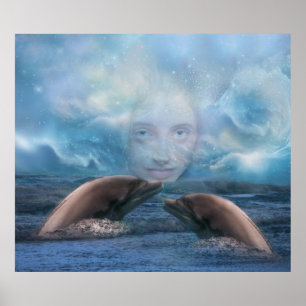 Indigo child and dolphin fantasy poster