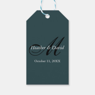 Indigo Colour Stylish Cute Monogram Wedding Gift Tags