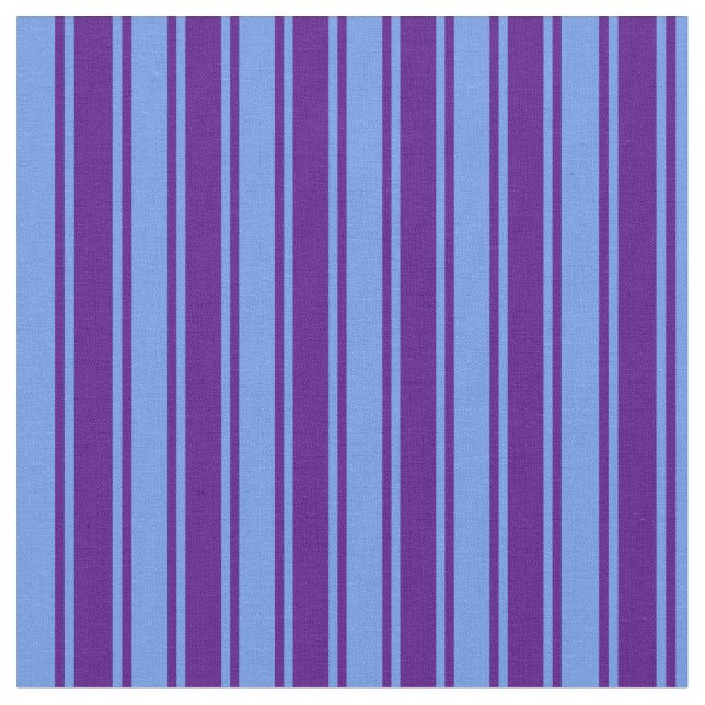 Indigo & Cornflower Blue Striped/Lined Pattern Fabric (Close Up)