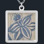 Indigo Daffodil Silver Plated Necklace<br><div class="desc">Floral</div>