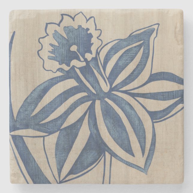 Indigo Daffodil Stone Coaster (Front)