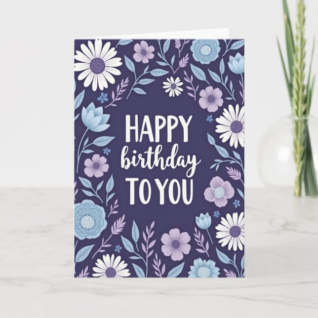 Indigo Daisy Birthday Card (Front)