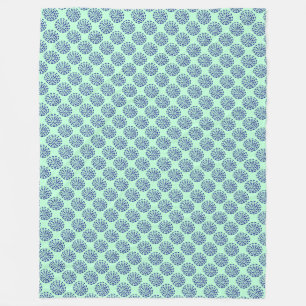 Indigo dark blue striped circle pattern on blue fleece blanket