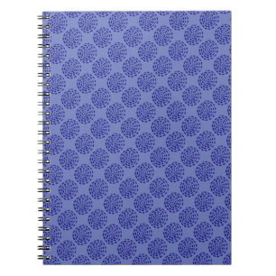 Indigo dark blue striped circle pattern on blue notebook