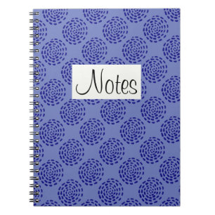 Indigo dark blue striped circle pattern on blue spiral notebook