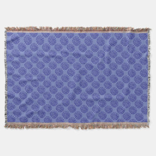 Indigo dark blue striped circle pattern on blue throw blanket