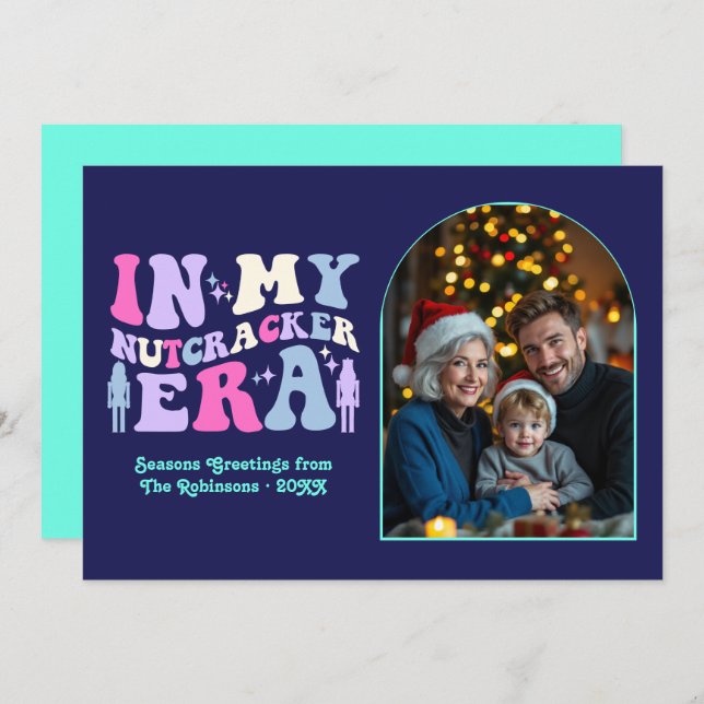 Indigo Disco In My Nutcracker Era Christmas Photo Holiday Card (Front/Back)