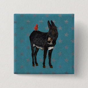 INDIGO DONKEY & CARDINAL Button