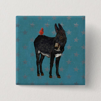 INDIGO DONKEY & CARDINAL Button