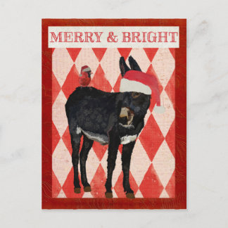 INDIGO DONKEY & CARDINAL CHRISTMAS Postcard
