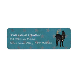 INDIGO DONKEY & OWL Address Label