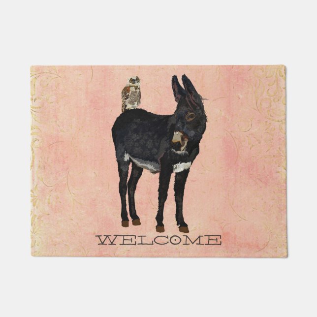INDIGO DONKEY & OWL DoorMat (Front)