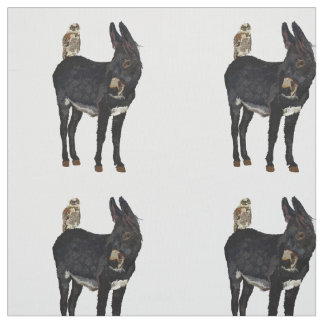 INDIGO DONKEY & OWL Fabric