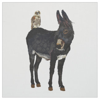 INDIGO DONKEY & OWL Fabric