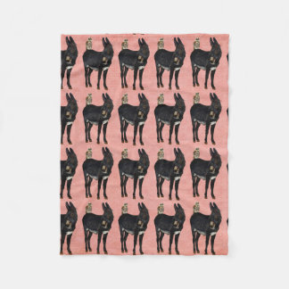 INDIGO DONKEY & OWL Fleece Blanket