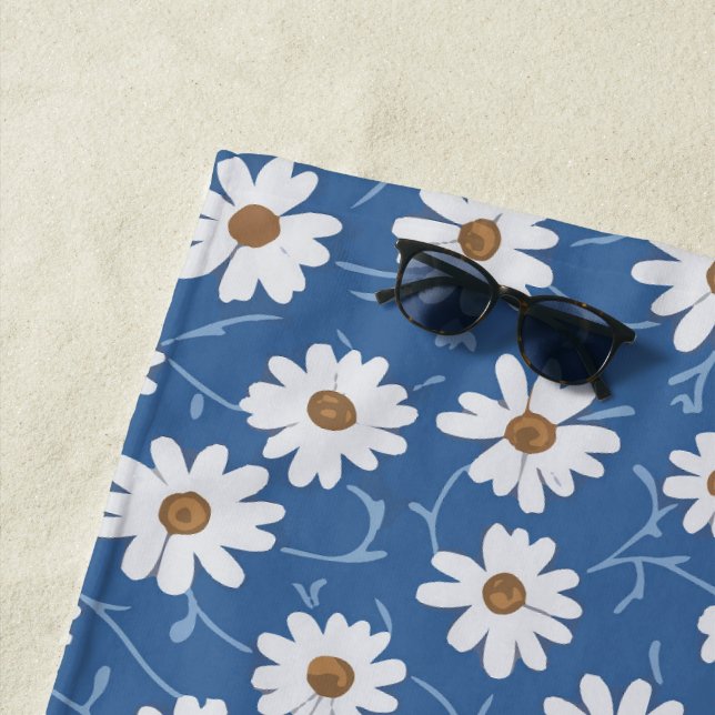 Indigo Dream Daisies Beach Towel (In Situ)