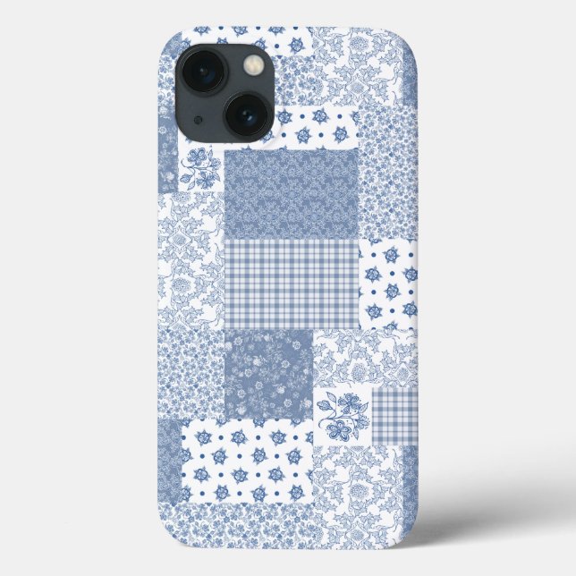 Indigo Faux Patchwork Samsung Galaxy Note 4 Case (Back)