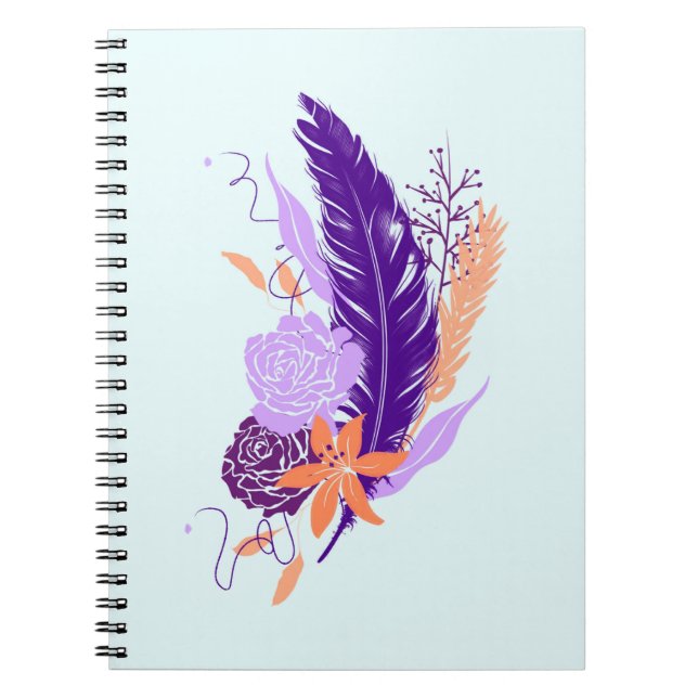 Indigo Feather Bloom Notebook (Front)
