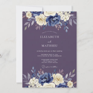 Indigo Floral Artistry Wedding Invitation