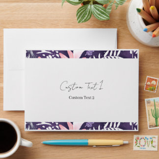 Indigo Floral Inside Custom Text Envelope